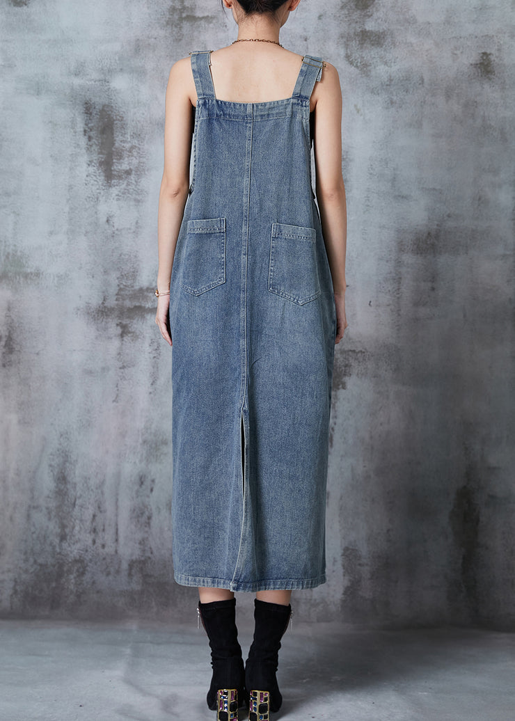 Stylish Blue Grey Oversized Denim Long Dress Summer