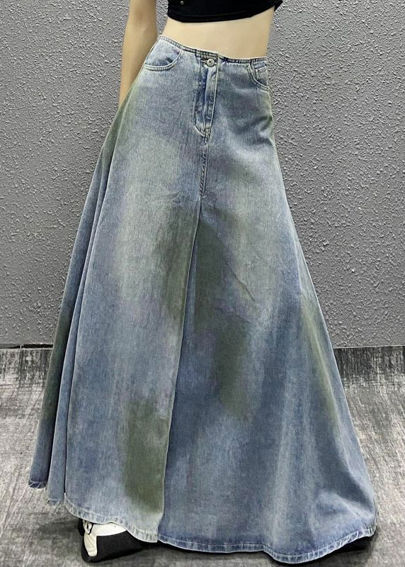 Stylish Blue High Waist Exra Large Hem Denim Skirts Spring