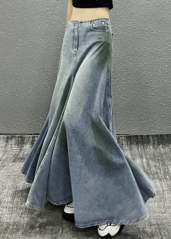 Stylish Blue High Waist Exra Large Hem Denim Skirts Spring