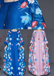 Stylish Blue Oversized Print A Line Dress Summer