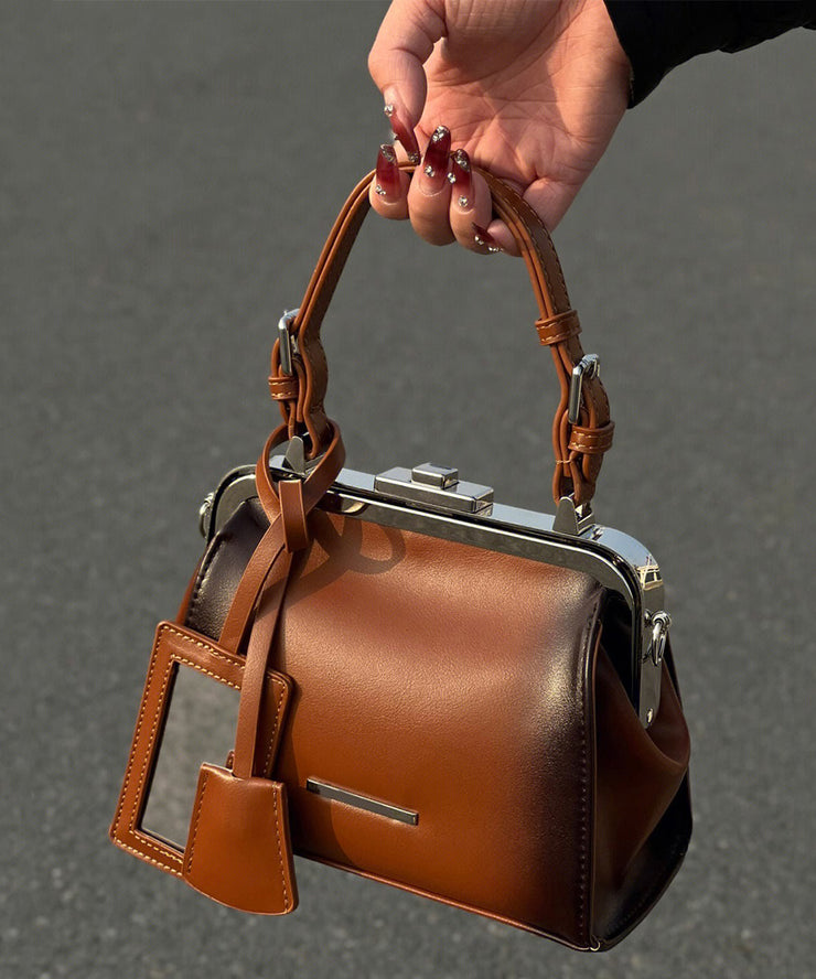 Stylish Brown Versatile Faux Leather Tote Handbag