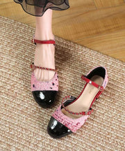 Stylish Buckle Strap Splicing Rose Faux Leather Loafer Shoes