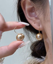 Stylish Champagne Stainless Steel Alloy Pearl Stud Earrings