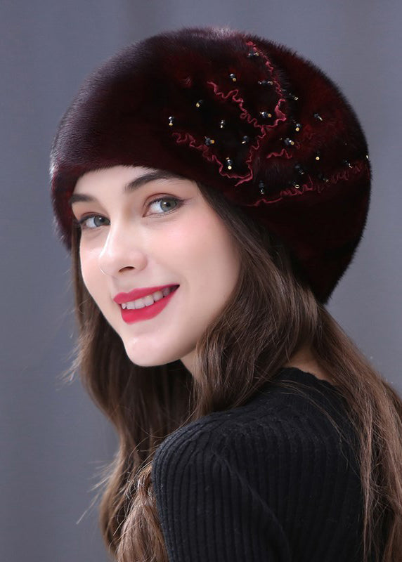 Stylish Coffee Mink Hair Knitted Bonnie Hat