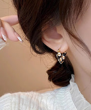 Stylish Colorblock Sterling Silver Overgild Love Hoop Earrings