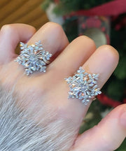 Stylish Copper Zircon Snowflake Two Piece Set Rings