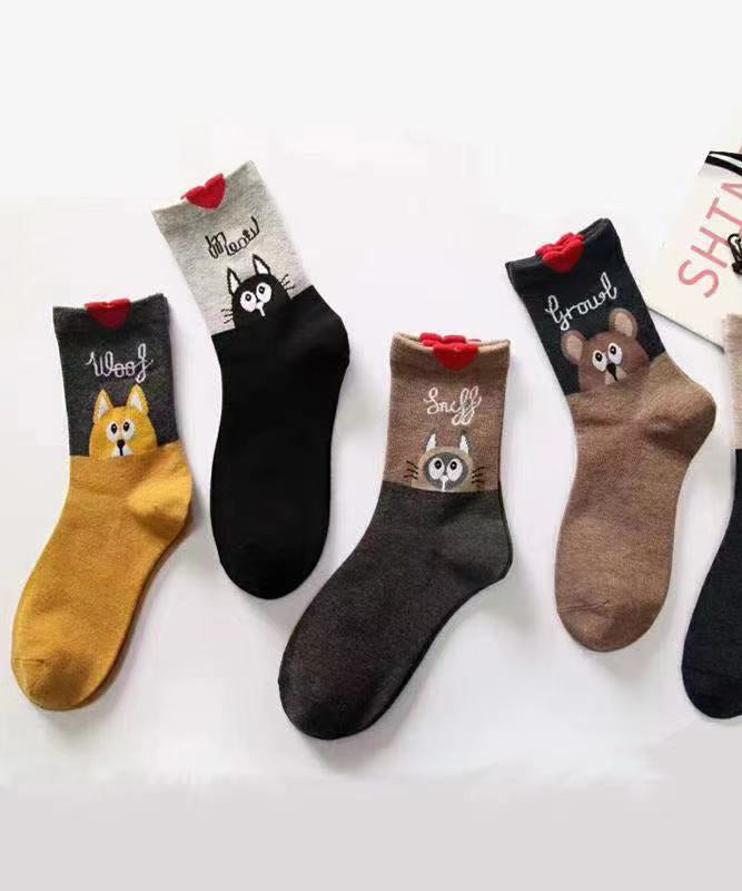 Stylish Cute Animal Print Cotton Mid Calf Socks