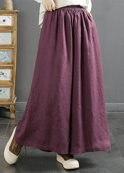 Stylish Dull Purple Oversized Linen Wide Leg Pants Spring