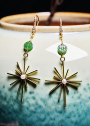 Stylish Fireworks Shape Gilding Fine Jade Drop Earrings