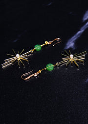 Stylish Fireworks Shape Gilding Fine Jade Drop Earrings