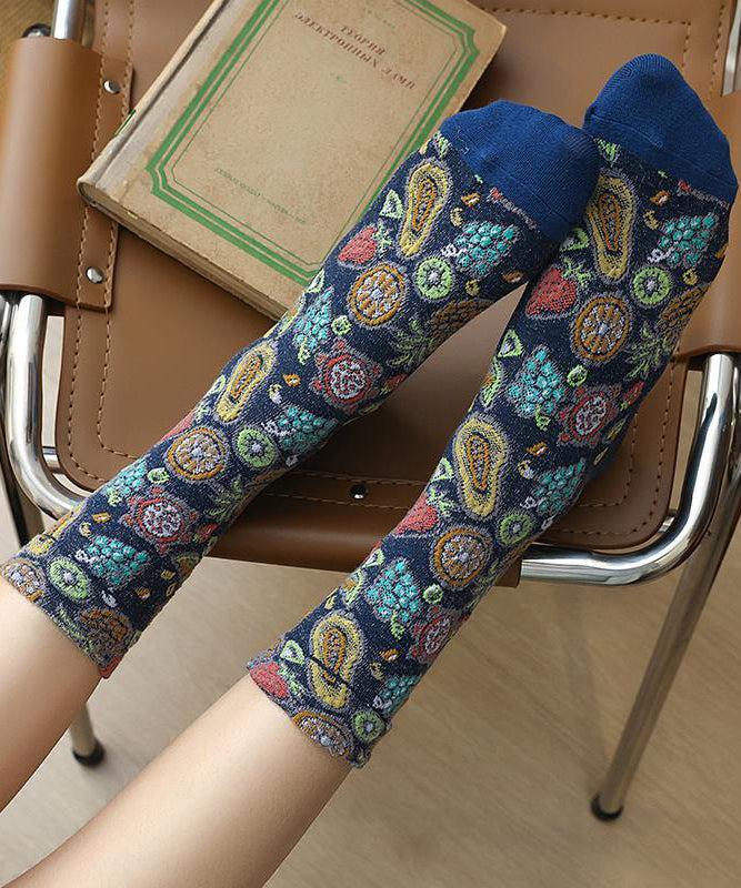 Stylish Fruit Theme Jacquard Cotton Crew Socks