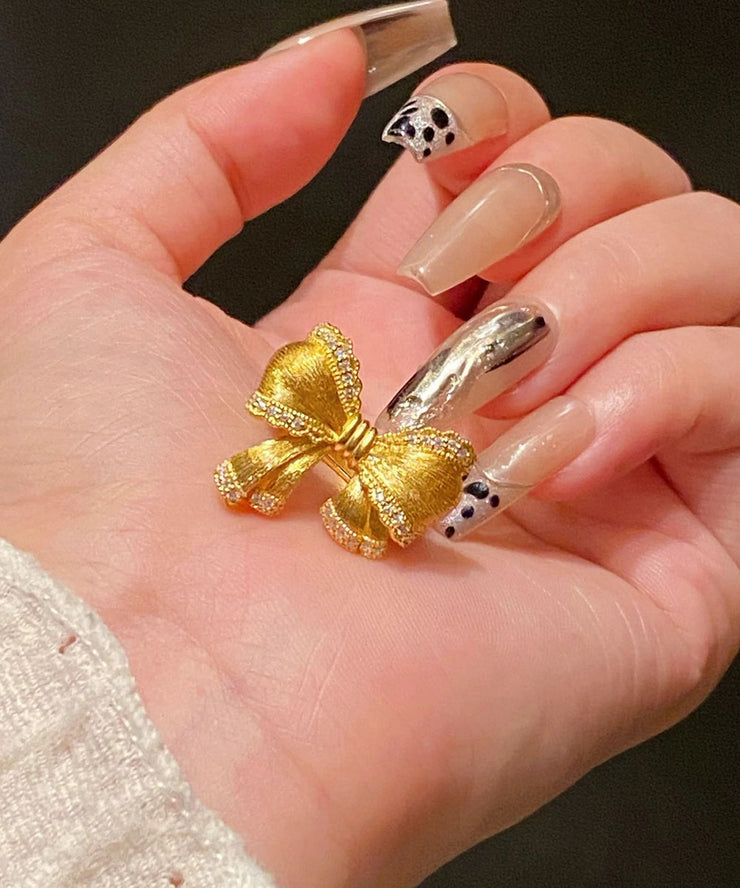 Stylish Gold 18K Gold Bow Zircon Rings