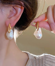 Stylish Gold Alloy Asymmetric Pearl Stud Earrings