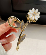 Stylish Gold Alloy Zircon Cymophane Chrysanthemum Hairpin