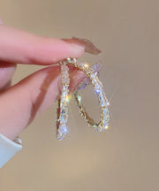 Stylish Gold Alloy Zircon Hoop Earrings