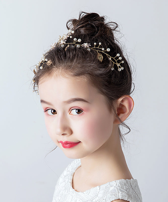 Stylish Gold Alloy Zircon Pearl Floral Leaf Girl Hairpin