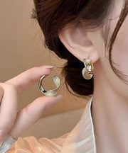 Stylish Gold Copper Alloy Hoop Earrings