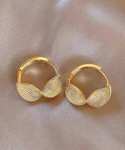 Stylish Gold Copper Alloy Hoop Earrings