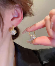 Stylish Gold Copper Alloy Zircon Ball Hoop Earrings