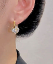 Stylish Gold Copper Alloy Zircon Ball Hoop Earrings