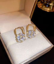 Stylish Gold Copper Alloy Zircon Ball Hoop Earrings