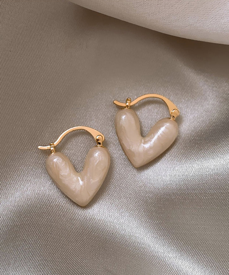 Stylish Gold Copper Overgild Drop Glaze Love Hoop Earrings