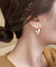 Stylish Gold Copper Overgild Drop Glaze Love Hoop Earrings