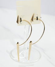 Stylish Gold Metal Rivet Hoop Earrings