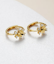 Stylish Gold Silver Overgild Inlaid Zircon Hoop Earrings