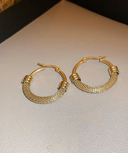 Stylish Gold Stainless Steel Circle Hollow Out Hoop Earrings