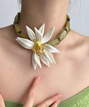 Stylish Green Acrylic Alloy Floral Bamboo Nodes Double Layer Pendant Necklace