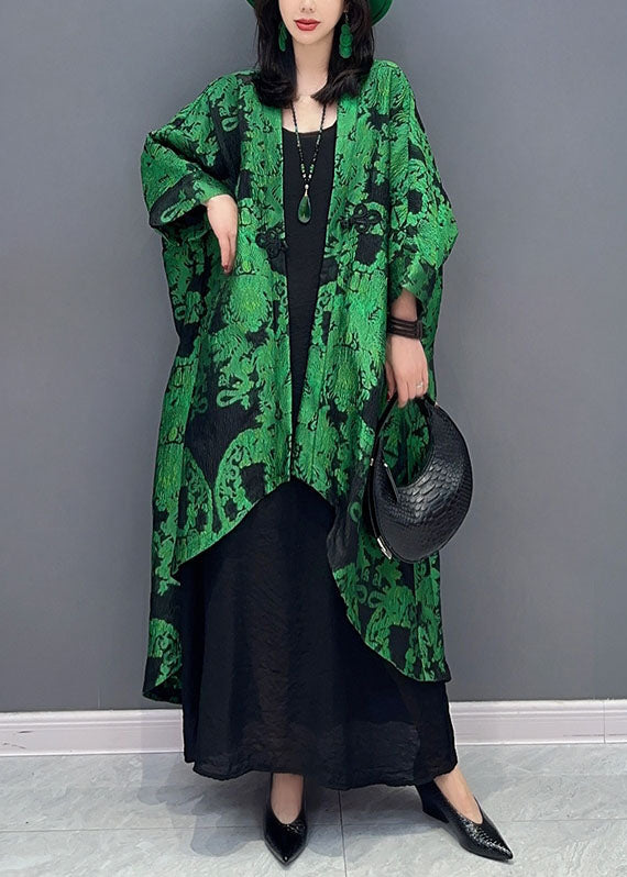 Stylish Green Asymmetrical Jacquard Patchwork Cotton Cardigans Summer