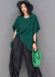 Stylish Green Asymmetrical Plaid Patchwork Tulle Hollow Out Silk Two Piece Suit Set Short Sleeve