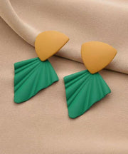 Stylish Green Copper Alloy Triangle Stud Earrings