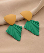 Stylish Green Copper Alloy Triangle Stud Earrings