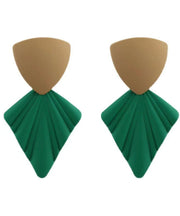 Stylish Green Copper Alloy Triangle Stud Earrings