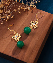 Stylish Green Hollow Out Jade Drop Earrings