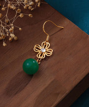 Stylish Green Hollow Out Jade Drop Earrings