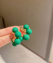 Stylish Green Metal Overgild Ball Hoop Earrings