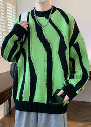 Stylish Green O Neck Original Design Knit Men Sweaters Winter