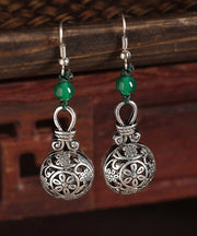 Stylish Green Sterling Silver Green Agate Drop Earrings