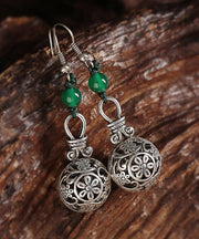 Stylish Green Sterling Silver Green Agate Drop Earrings