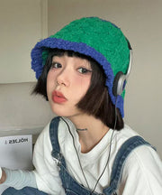 Stylish Green Warm Cotton Knit Bucket Hat