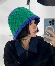 Stylish Green Warm Cotton Knit Bucket Hat