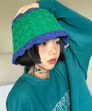 Stylish Green Warm Cotton Knit Bucket Hat