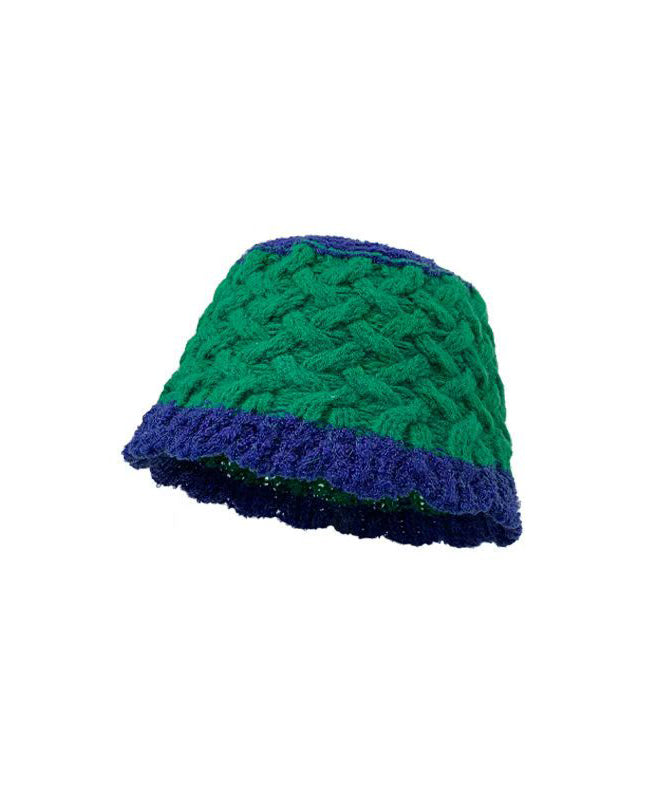 Stylish Green Warm Cotton Knit Bucket Hat