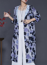 Stylish Grey Hooded Print Cotton Shirt Dress Spring