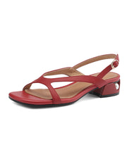 Stylish Hollow Out Peep Toe Sandals Red Faux Leather