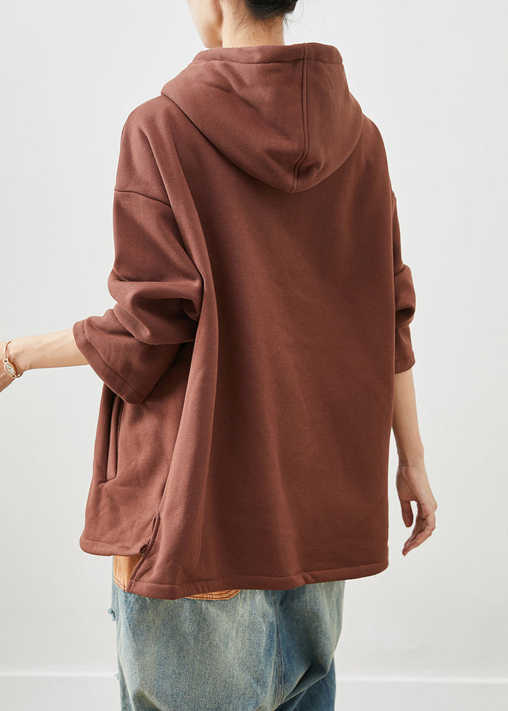 Stylish Khaki Asymmetrical Oversized Warm Fleece Jacket Fall