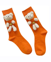 Stylish Khaki Little Bear Mid Socks Fall